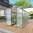 Polycarbonate Walk-In Greenhouse with Raised Base - Green