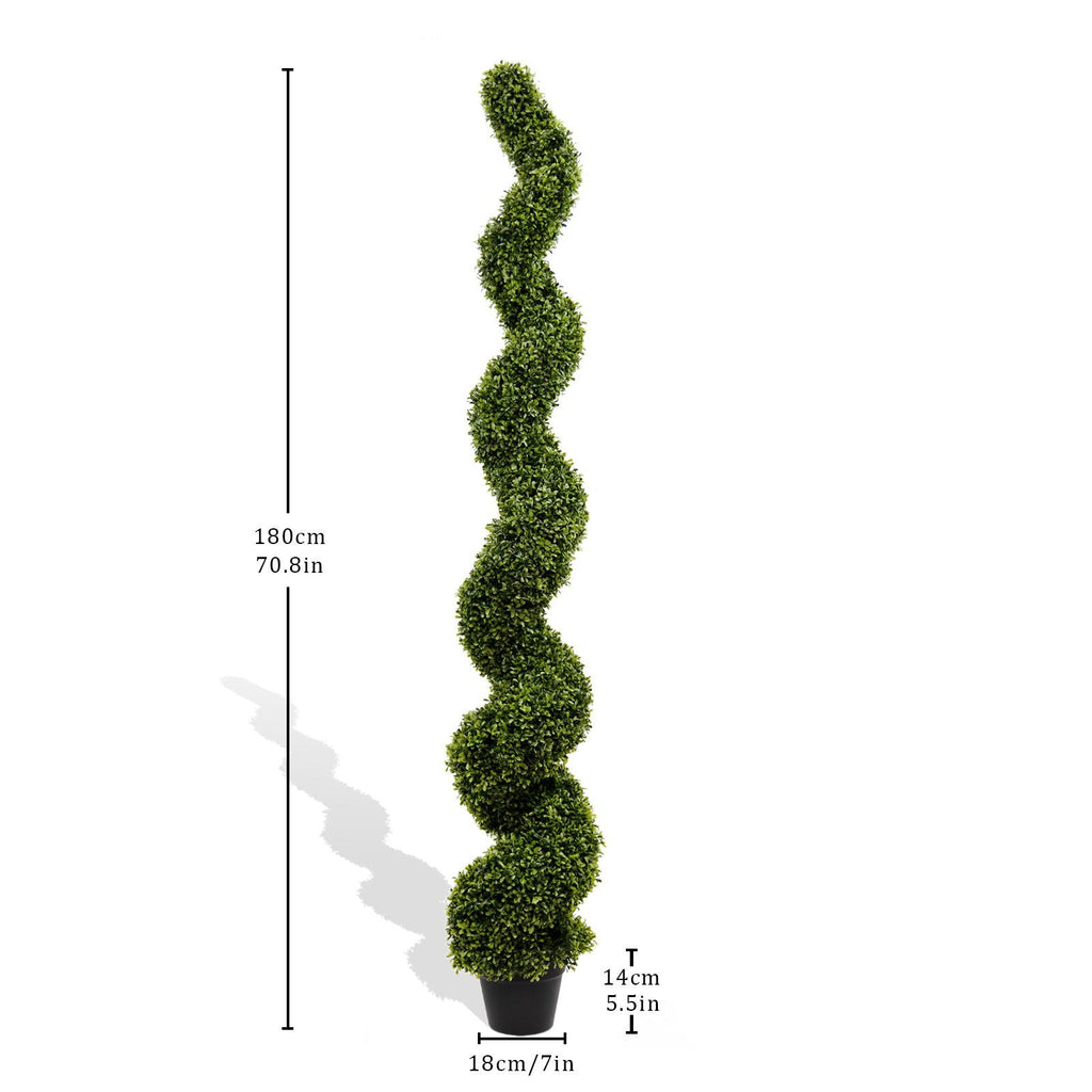 Artificial Outdoor UV Resistant Boxwood Topiary Spiral Tree - Green