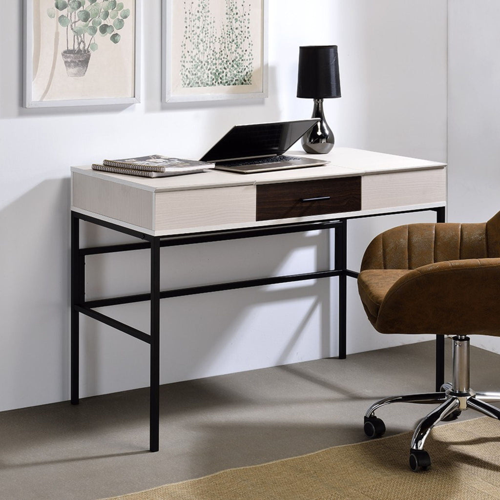 Black & Natural Writing Desk with USB Port - Verster