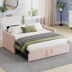 Upholstered Daybed With Pop Up Trundle Sofa Bed - Space Saving, Durable Frame - Gray or Pink