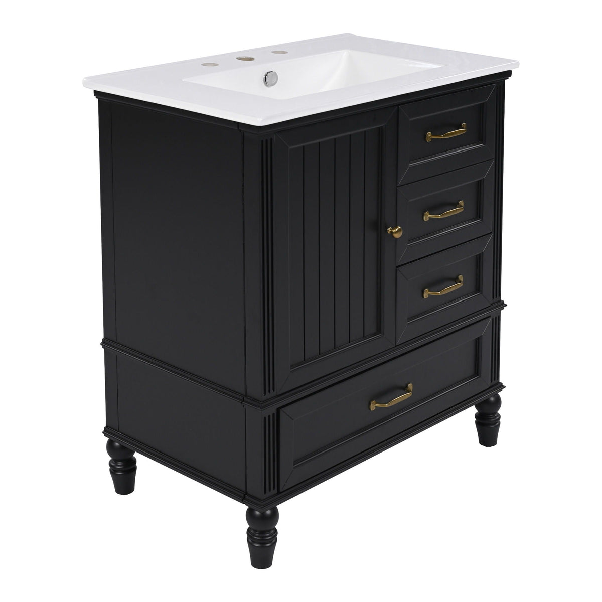 30" Bathroom Vanity with Sink and Soft-Close Drawers - White or Black