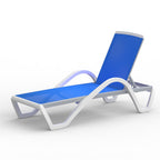 Adjustable Aluminum Patio Chaise Lounge Chair with Armrest - Blue