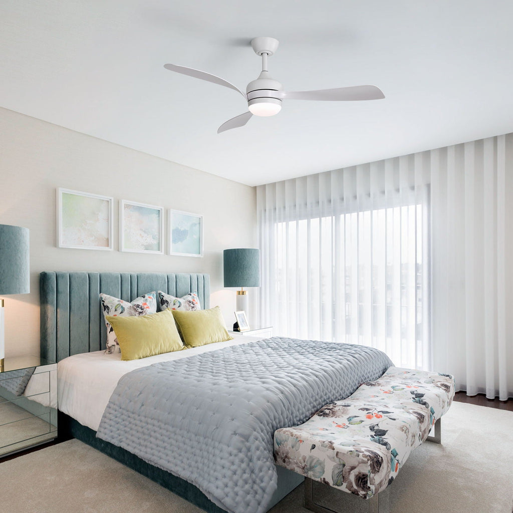 Ceiling Fan with Reversible DC Motor and Remote Control - White or Dark Brown