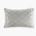 Silver Oblong Velvet Throw Pillow with Hand-Beaded Details - 22x15