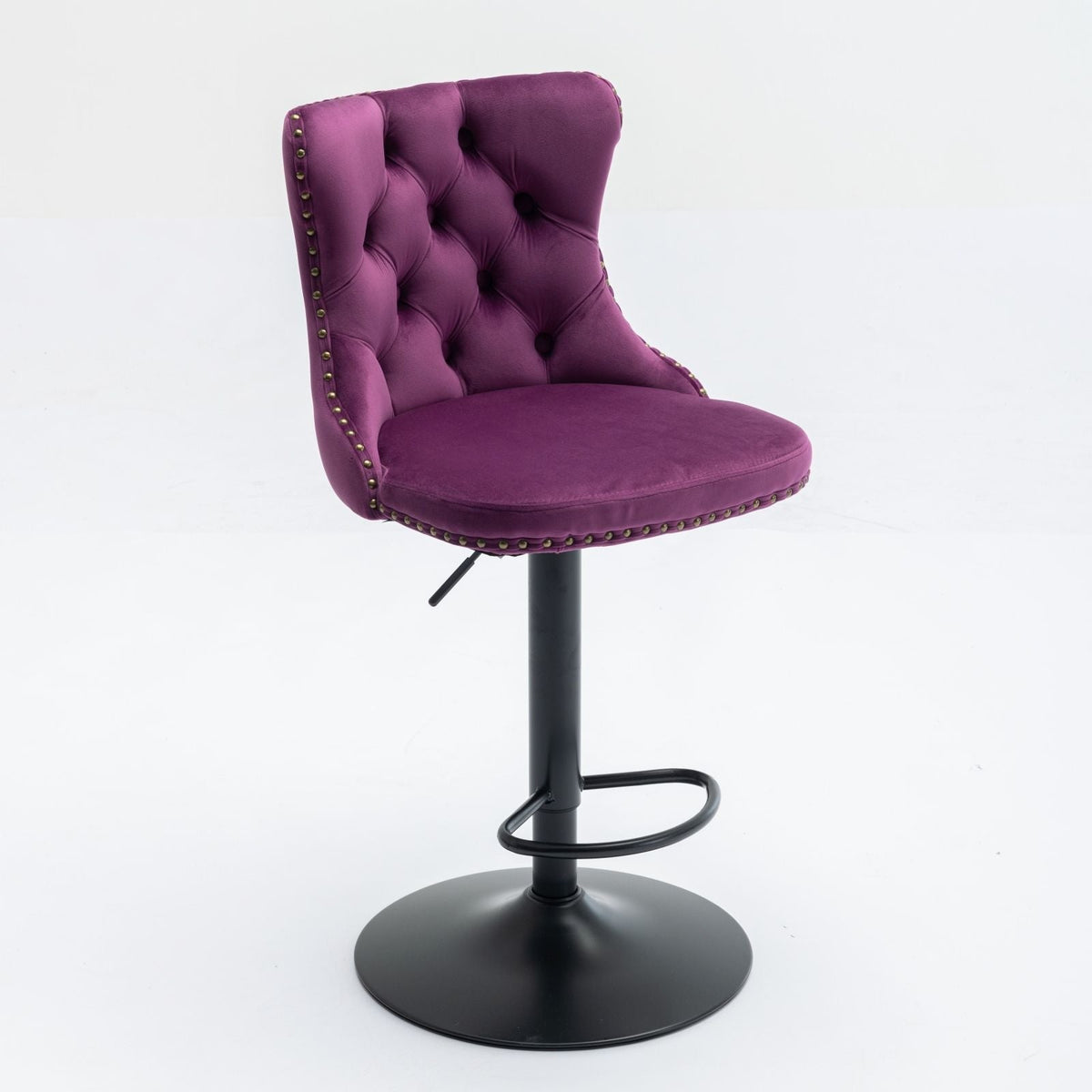 Modern Adjustable Swivel Barstools with Tufted Back - Multiple Colors (Set of 2)