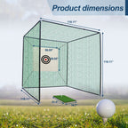 Golf Practice Net Cage with Metal Frame Hitting Net Kit - Black