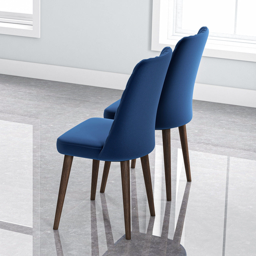 Mid-Century Modern Dining Chair Set of 2 with Upholstered Seat - Multiple Colors