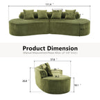 Modern Curved Sofa With Pillows - Fabric Stationary Sofa