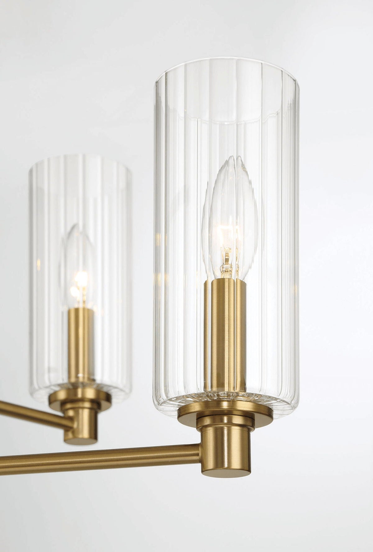 Timeless 6 Lights Chandelier With Clear Ribbed Satin - Antique Brass / Clear / Gold