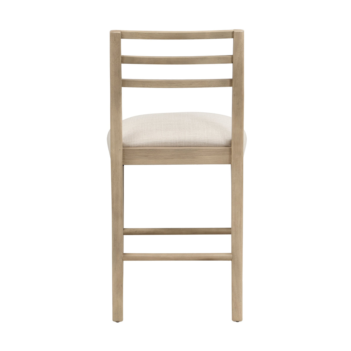 Ladder Back Counter Stool Set with Upholstered Seats - Farmhouse Style
