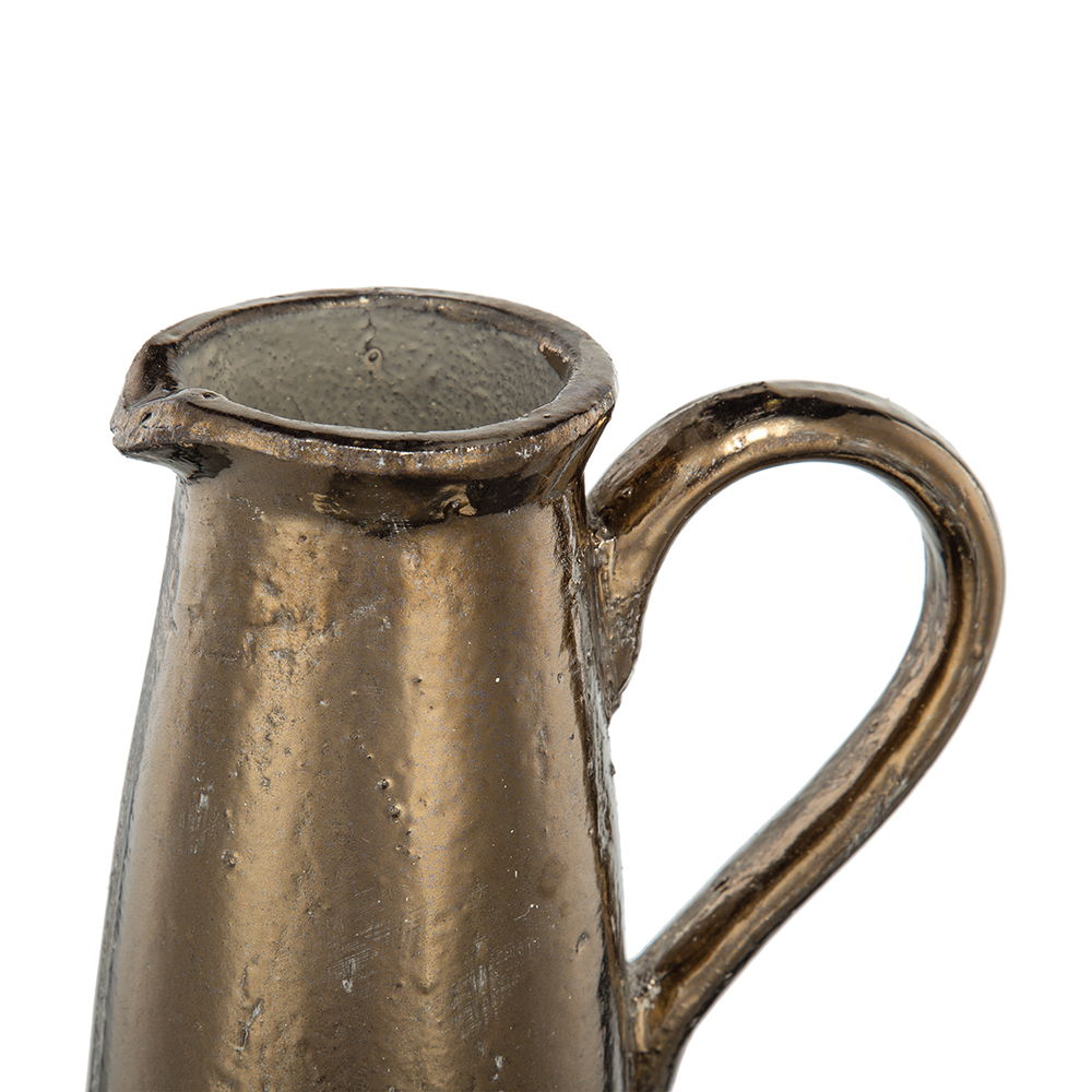 Gold Terracotta Pitcher Vase with Durable Ceramic Construction - Gold