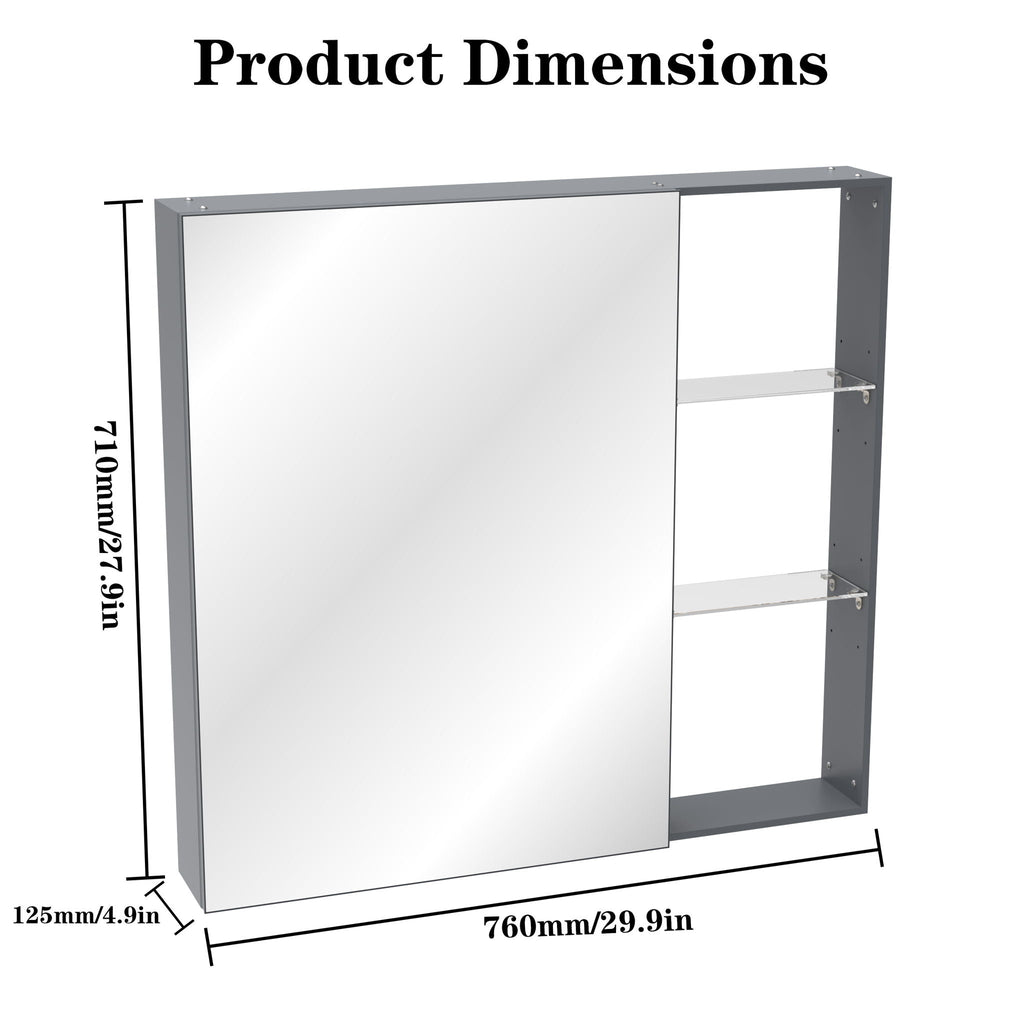Medicine Cabinet with Adjustable Shelves and Mirror - Black Brown