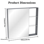 Medicine Cabinet with Adjustable Shelves and Mirror - Black Brown