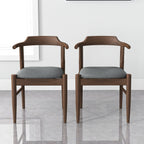 Mid-Century Modern Dining Chair Set of 2 with Solid Wood Frame - Dark Gray or Black
