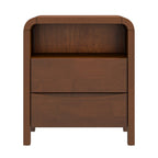 Brown 2-Drawer Nightstand with Solid Wood Construction