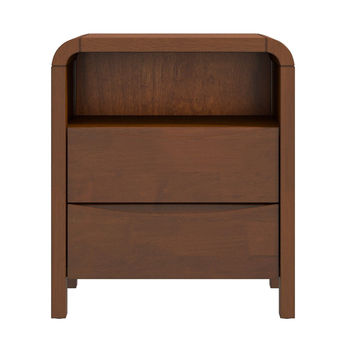 Brown 2-Drawer Nightstand with Solid Wood Construction