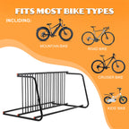 10-Bike Floor Rack with Double-Sided Storage - Metal