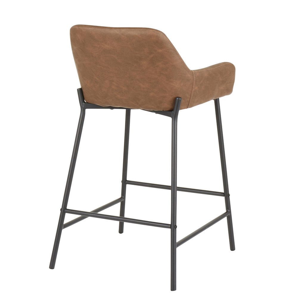 Industrial Fixed Height Counter Stool Set with Upholstered Seat - Multiple Colors