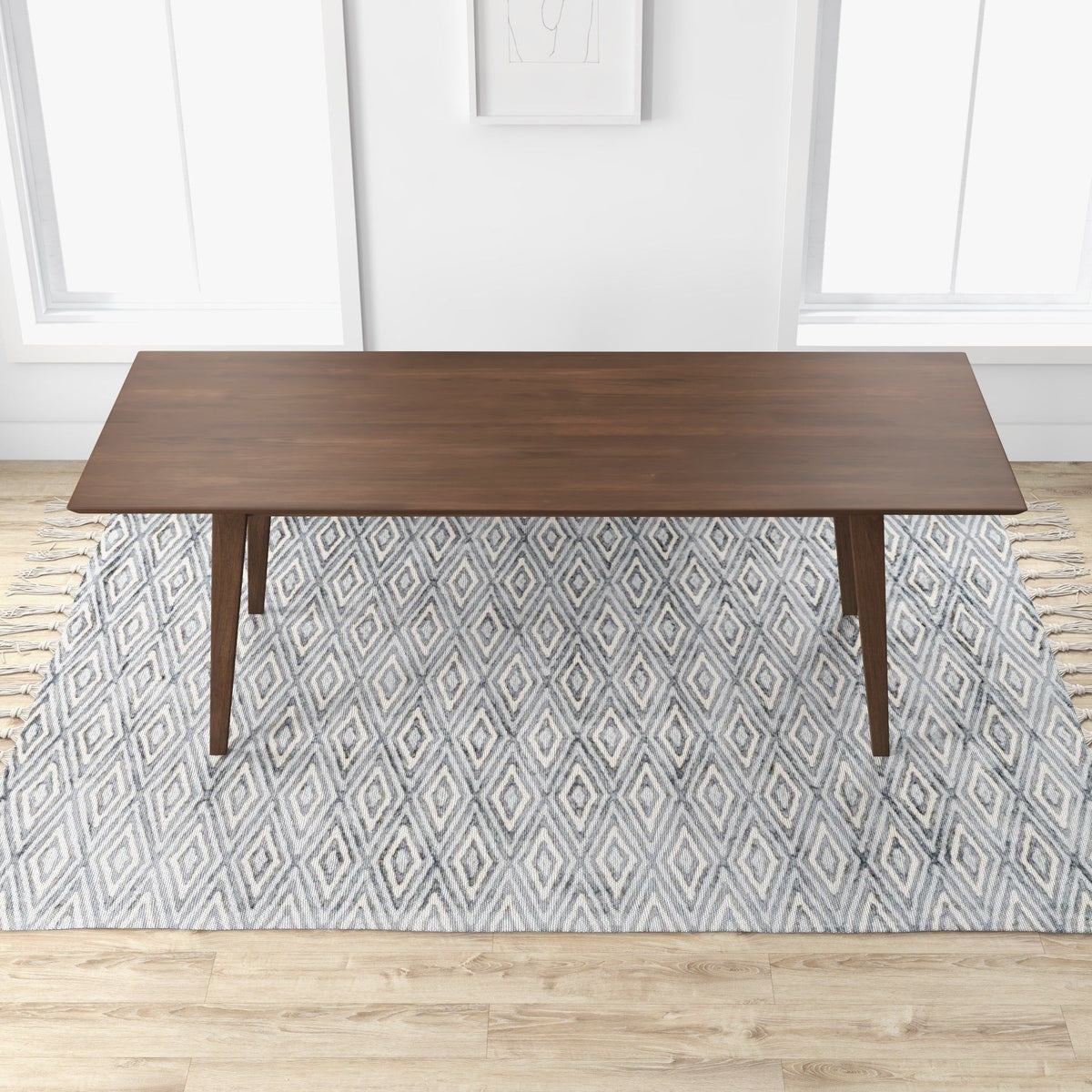 Rectangular Modern Dining Table with Solid Wood Construction – Dark Brown or White