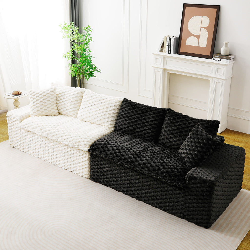 Luxury Multifunctional Sofa for Living Room with Adjustable Layout - Black, Dark Green, White, Pink
