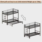 Twin Size Metal Pull-Out Bunk Bed with Ladder - Metal