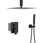 Dual Shower Head 16" Ceiling Mount Shower System with Pressure-Balanced Valve - Gray