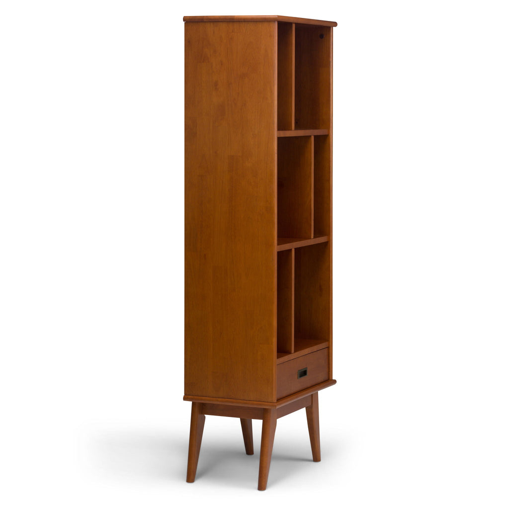 Mid Century Wide Bookcase with Storage Drawers - Multiple Colors