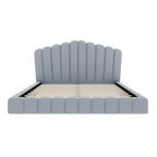 Velvet Upholstered Queen Bed with Shell-Shaped Headboard