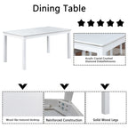 Dining Table Set with Crystal Decoration and Upholstered Chairs - Gray or White