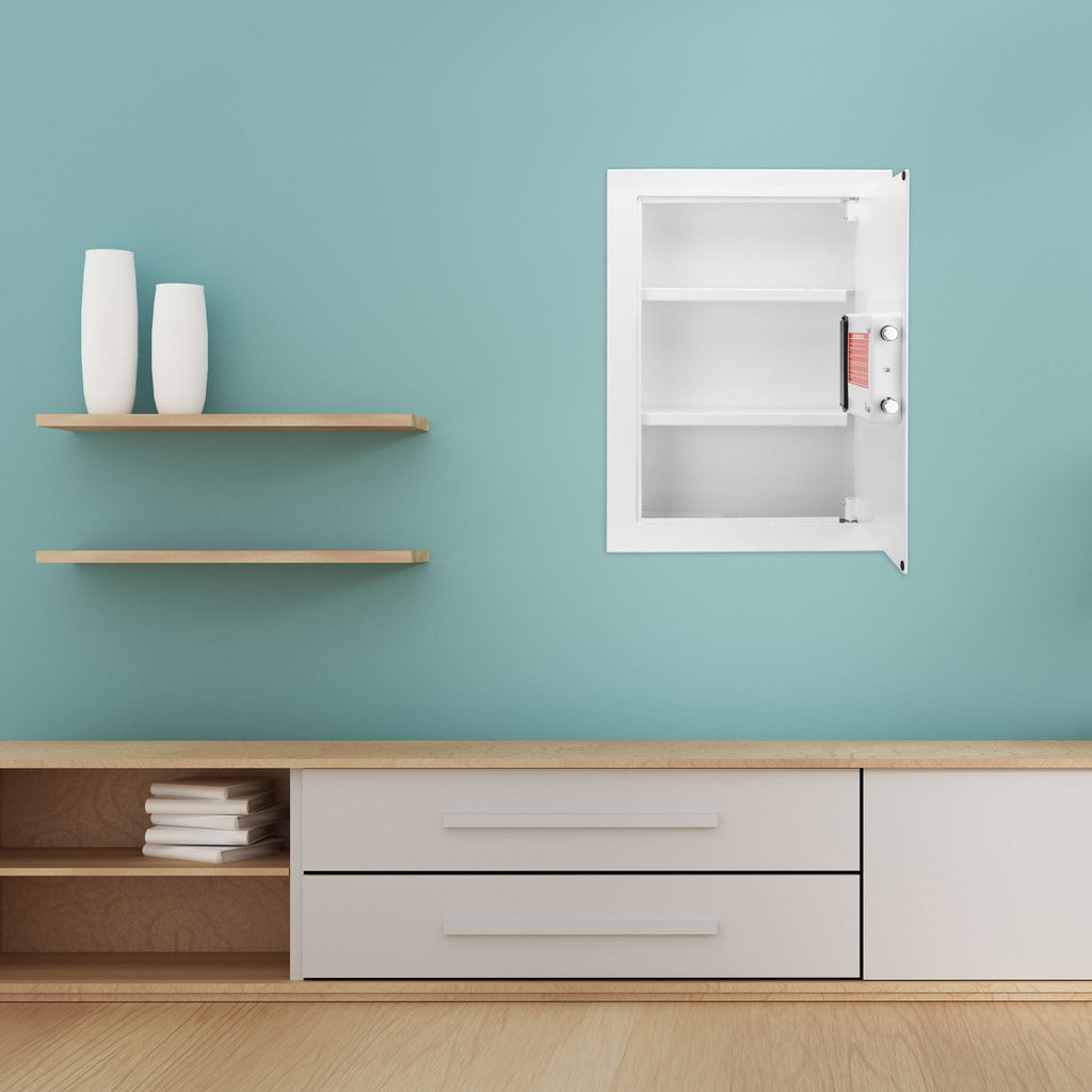 Biometric Wall Safe with 120-Fingerprint Security - White