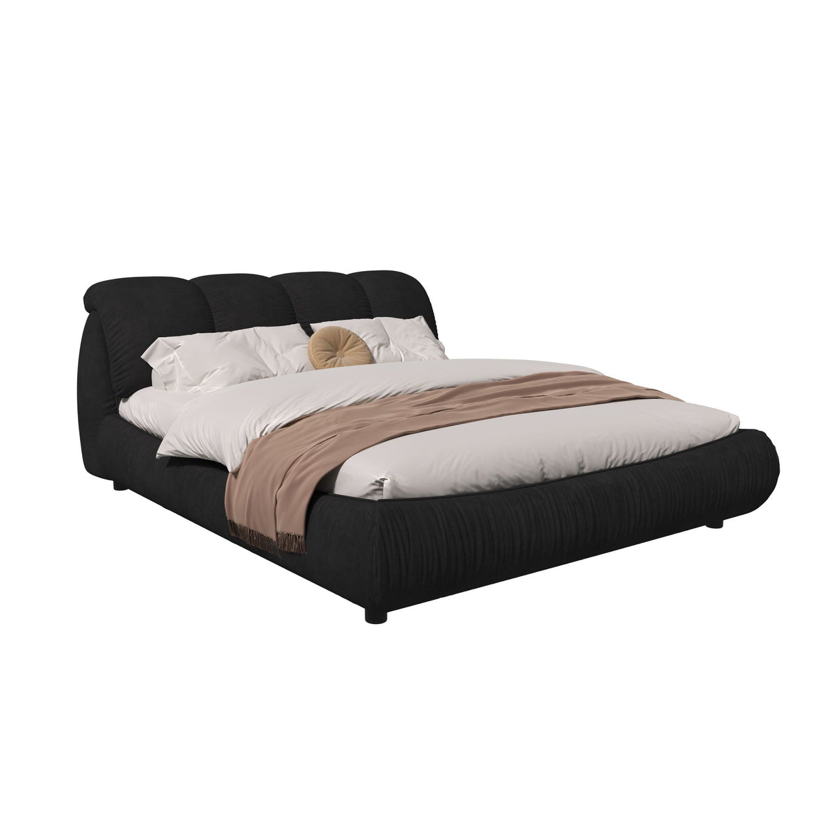 Upholstered Platform Bed with Oversized Padded Headboard