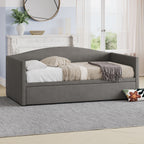 Upholstered Daybed With Pop Up Trundle Sofa Bed - Space Saving, Durable Frame - Gray or Pink