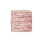 Square Pouf Ottoman with Polystyrene Beads - Red / White