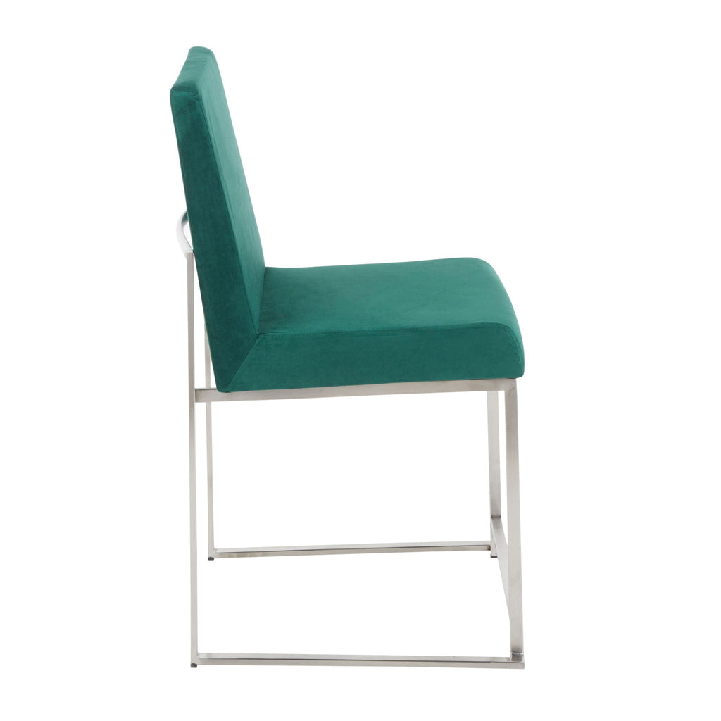 Fuji Contemporary High Back Dining Chair Set with Upholstered Seat - Multiple Colors