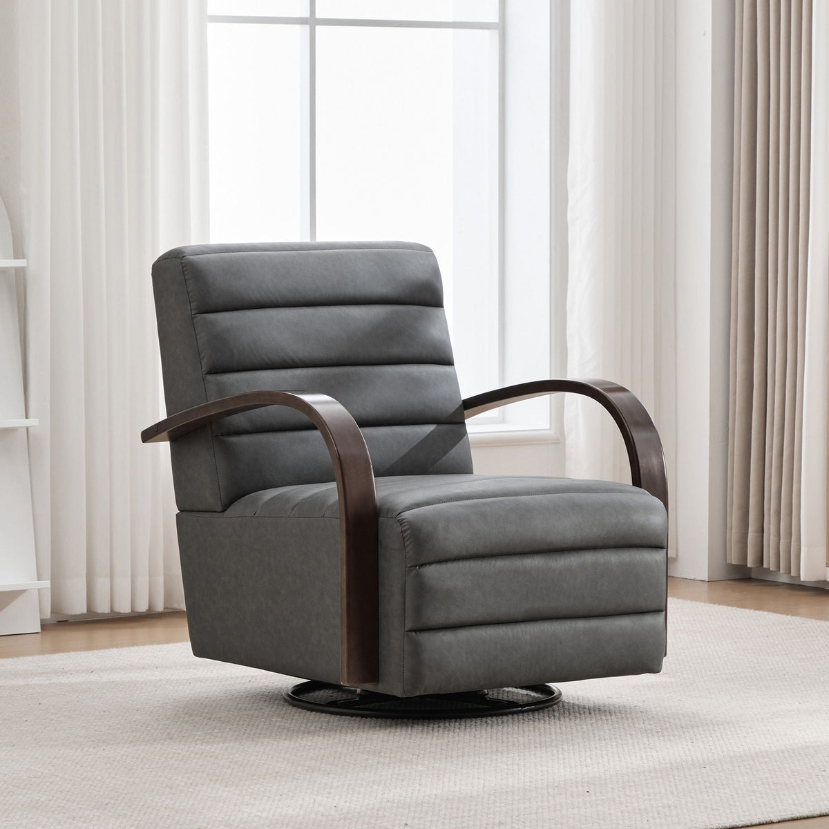 360° Swivel Accent Chair with Armrests - Dark Brown or Dark Gray