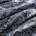 Navy 12 Piece Comforter Set with Cotton Bed Sheets - Queen, Paisley Jacquard