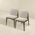 Elegant Dining Chair Set with Upholstered Fabric - Light Brown or Beige