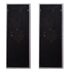 Large Wooden Wall Art Panels with Distressed Round Mirror Accents - White