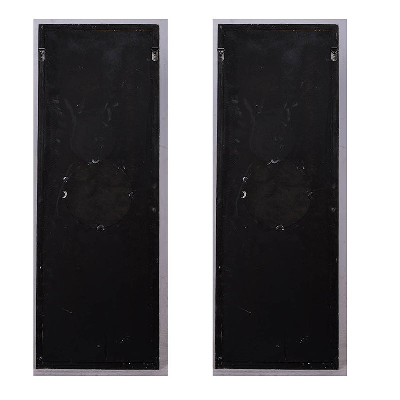 Large Wooden Wall Art Panels with Distressed Round Mirror Accents - White