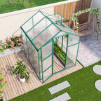 Polycarbonate Walk-In Greenhouse with Raised Base - Green