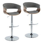 Mid Century Modern Adjustable Height Barstool Set with Swivel – Gray or Beige