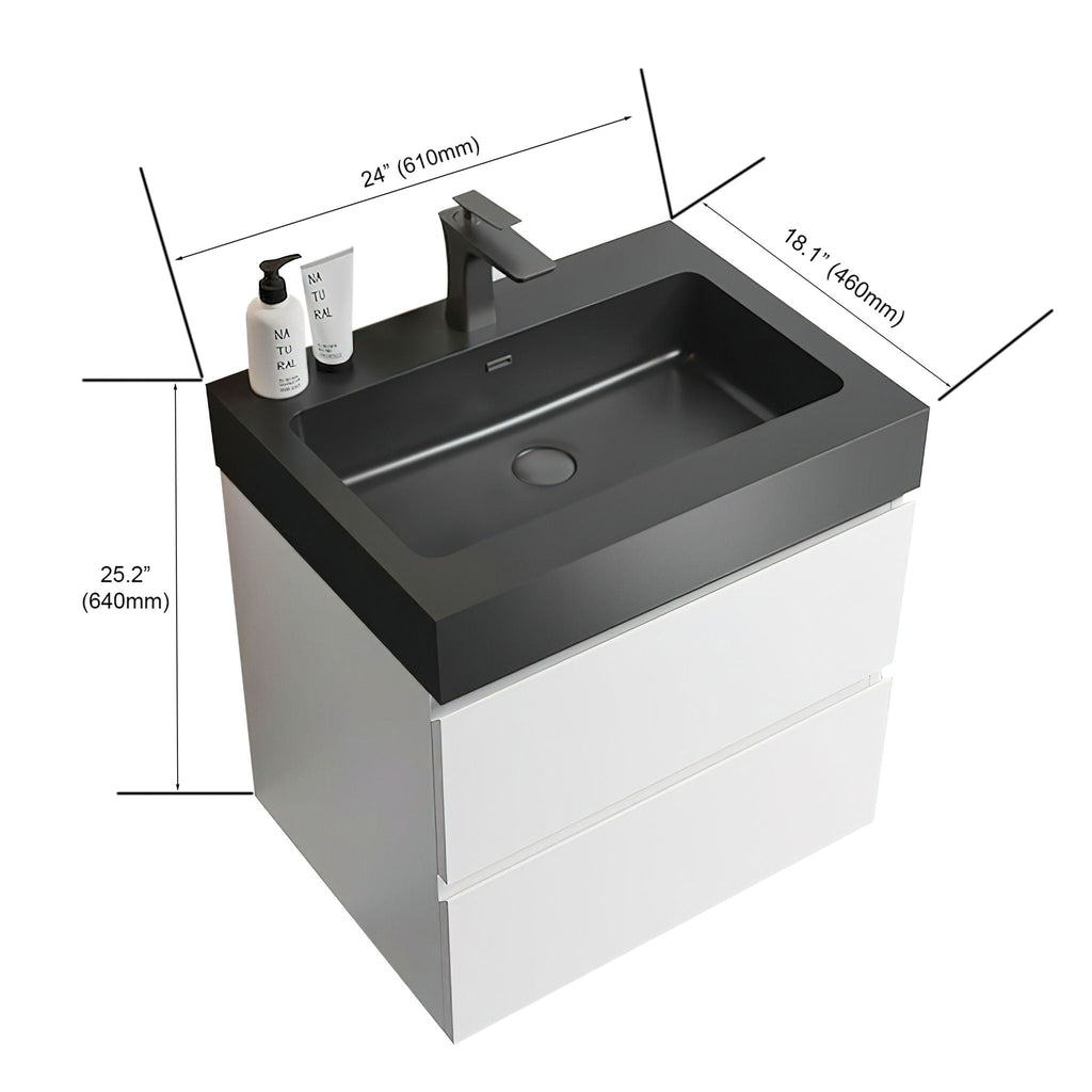 Modern Floating Bathroom Vanity with Large Storage - White or Black