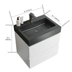 Modern Floating Bathroom Vanity with Large Storage - White or Black