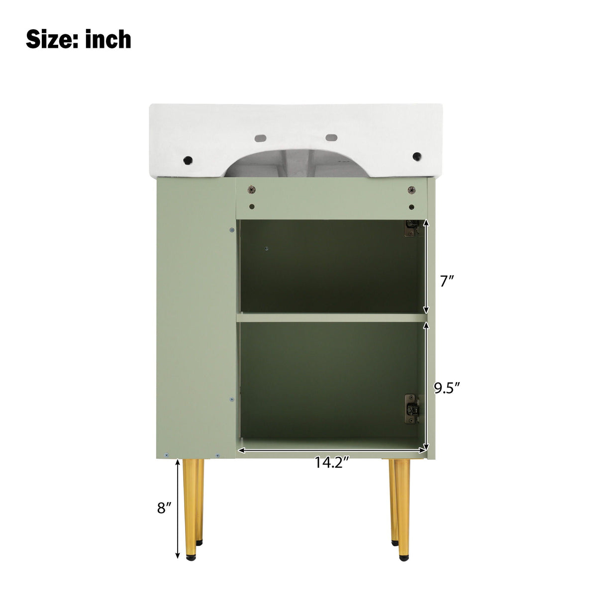 Bathroom Vanity with Single Ceramic Sink and Side Storage - Multiple Colors