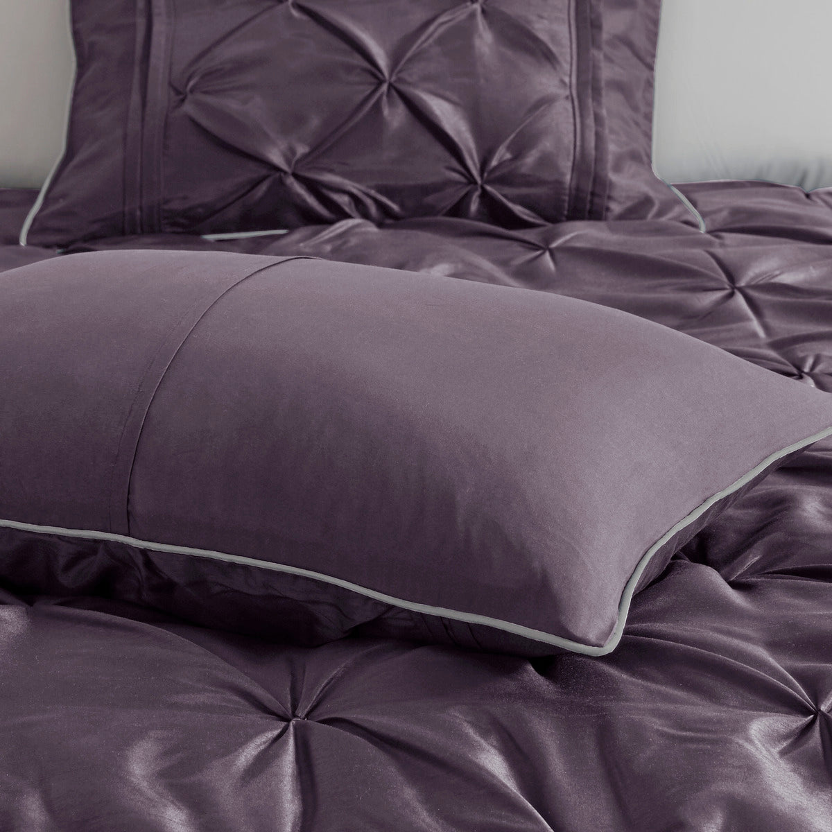 7 Piece Tufted Comforter Set - Plum California King