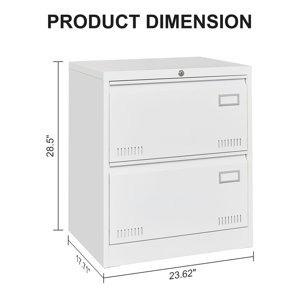 Locking Metal Filing Cabinet 3 Drawer - Multiple Sizes, Black or White