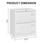 Locking Metal Filing Cabinet 3 Drawer - Multiple Sizes, Black or White