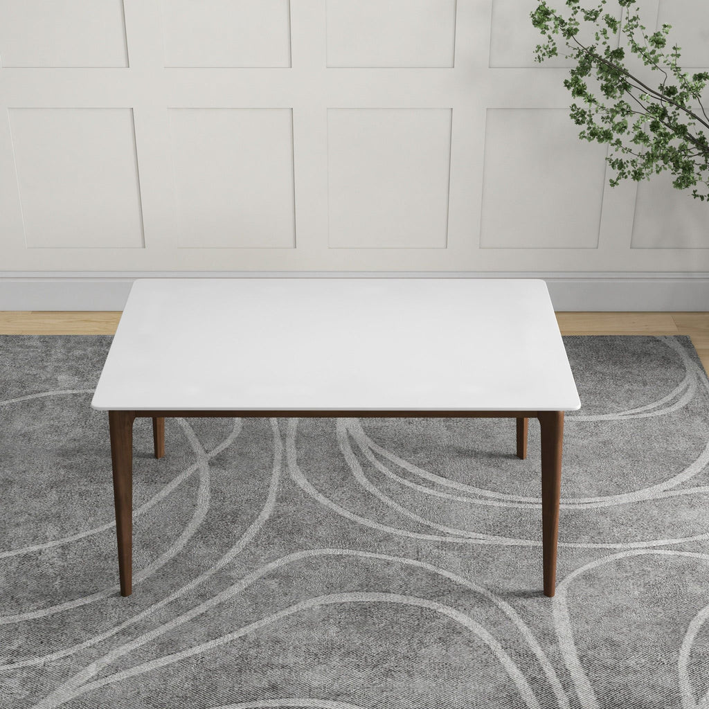 Rectangular Modern Dining Table with Solid Wood Construction – Dark Brown or White