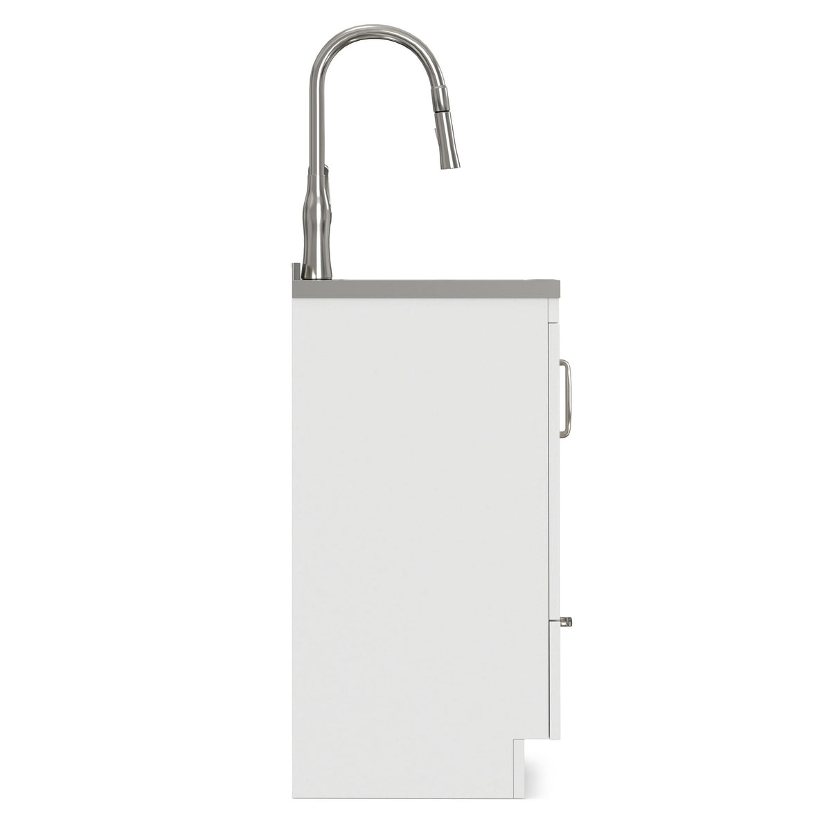 Deluxe Laundry Cabinet with Pull-Out Faucet and Stainless Steel Sink - White
