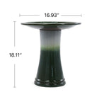 17" Ceramic Bird Bath with Swirl Pattern Pedestal - Grass Green